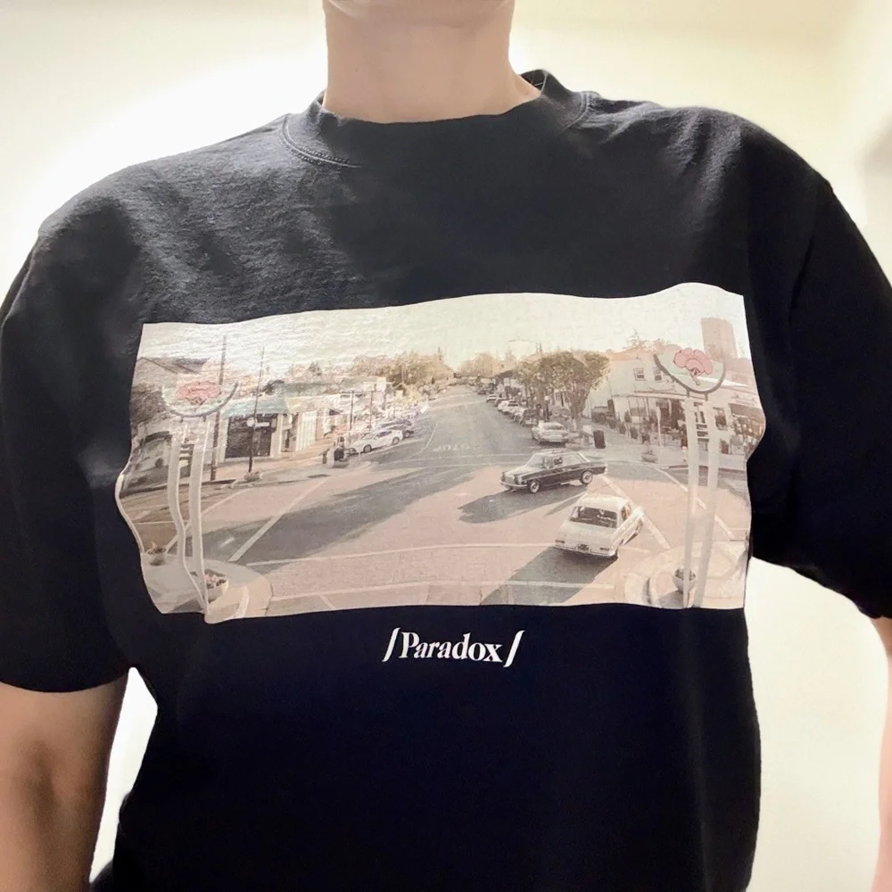 Black Graphic Tee M Streetwear Urban Photo Print T-Shirt